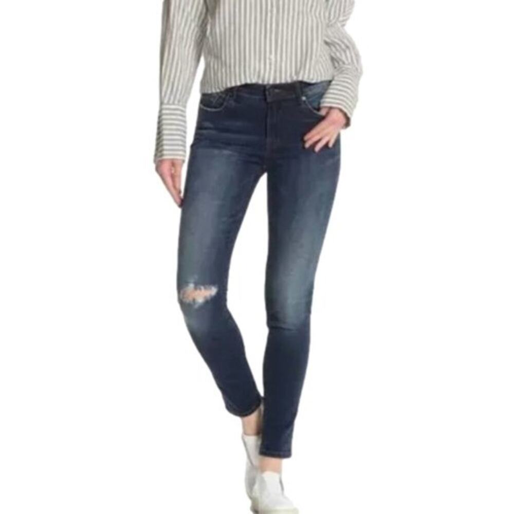 Vigoss Marley Super Skinny Luxe Stretch Distressed Jeans Dark Wash Plus Size 22W